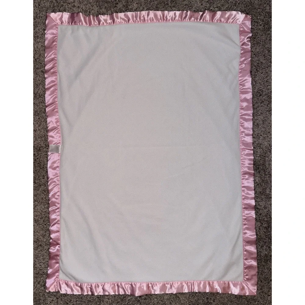 Just Born White Minky Pink Heart Satin Trim Owl  I Am Loved Baby Blanket
